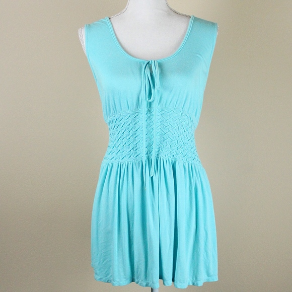 VENUS Tops - VENUS Waist Detail Babydoll Top Aqua